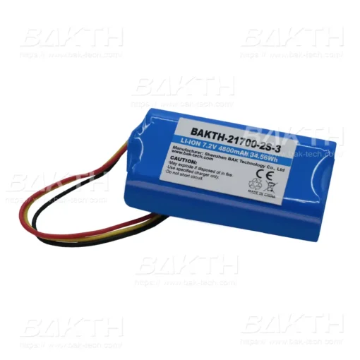 BAKTH-21700-2S-3 7.2 V 4800 mAh 34.56 Wh is a Lithium ion Battery by BAK Technologies. Suitable for portable devices of consumer, medical, industrial application