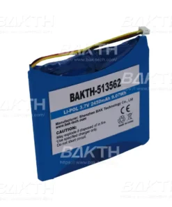 BAKTH-513562-2P-3 3.7 V 2450 mAh 9.07 Wh is a Lithium ion polymer battery pack by BAK Technologies. Designed for various consumer and medical applications.
