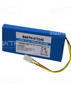 BAKTH-573342 11,1 V 1850 mAh 20,53 Wh est une batterie lithium-ion polymère de BAK Technologies. Conçu pour diverses applications grand public et médicales.