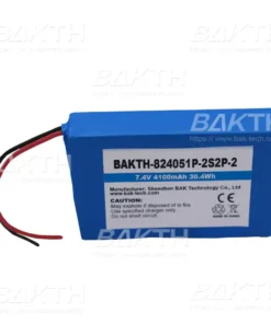 BAKTH-824051P-2S2P-2 7,4 V 4100 mAh 30,4 Wh est une batterie lithium-ion polymère de BAK Technologies. Conçu pour diverses applications grand public et médicales