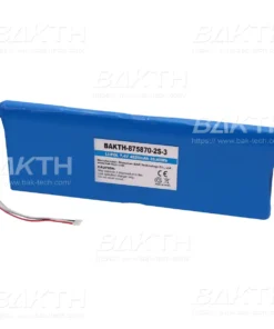 BAKTH-875870P-2S-3 7,4 V 4520 mAh 33,45 Wh es un paquete de baterías de polímero de iones de litio de BAK Technologies. Diseñado para diversas aplicaciones médicas y de consumo.