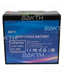 Cellule de batterie BAKTH 12,8 V 24 Ah LiFePO4, 307,2 Wh. Cellules au lithium fer phosphate efficaces et durables, parfaites pour divers besoins de stockage d'énergie.