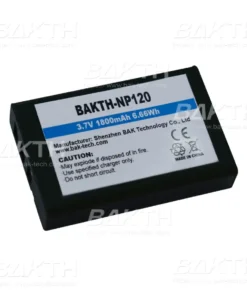 BAKTH NP-120 is a lithium Ion Battery prismatic shape cell 3.7 V 1800 mAh 6.66 Wh. We designed it for digital cameras. Can be used for other portable devices.