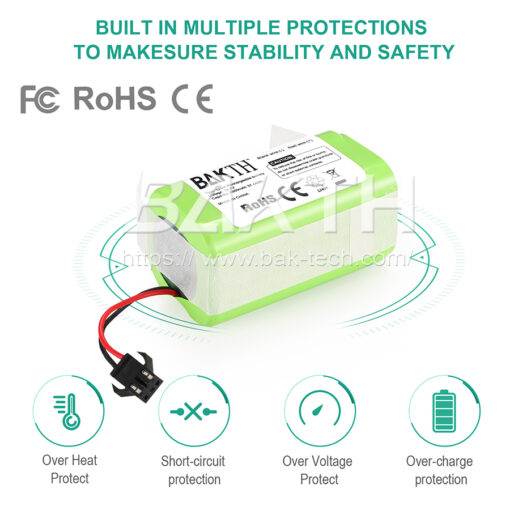 Baterías de repuesto de iones de litio de 14,4 V y 2600 mAh compatibles con aspiradoras robotizadas