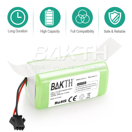 Batteries de remplacement au lithium-ion 14,4 V 2600 mAh compatibles pour les aspirateurs robots