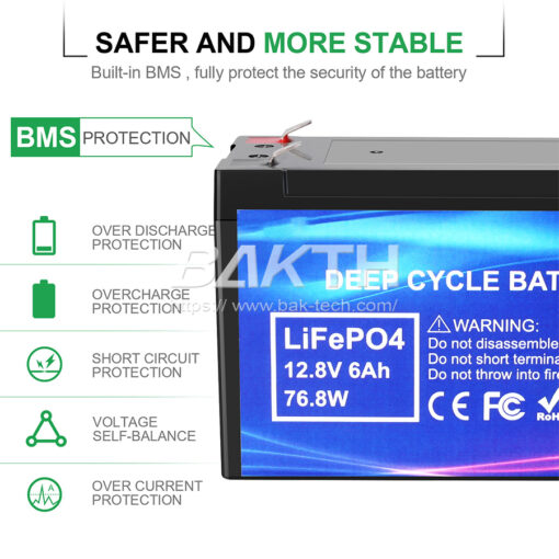 BAKTH 32700FE 4S C 12.8V 6Ah 76.8 Wh shenzhen battery lifepo4