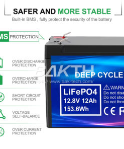 BAKTH 32700FE 4S2P C 12.8V 12Ah 153.6 Wh batterie lifepo4