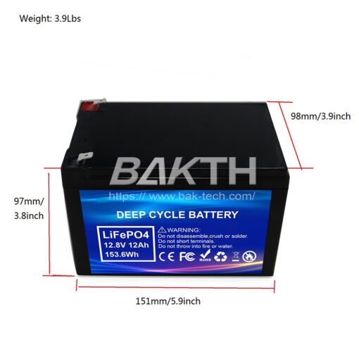 BAKTH 32700FE 4S2P C 12.8V 12Ah 153.6 Wh 磷酸铁锂电池